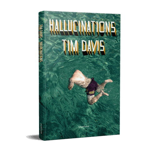 Tim Davis Hallucinations photography book cover showing a swimmer underwater in green water