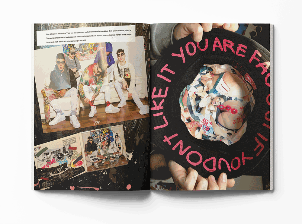 Open book "All You Can Eat" by Pepemaniak showing colorful collage artwork and text with bold pink typography on black circular element.