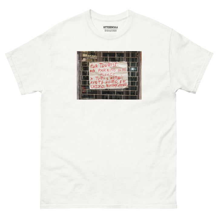 White Sunday Aperto t-shirt with graphic design and classic boxy fit made of thick cotton fabric