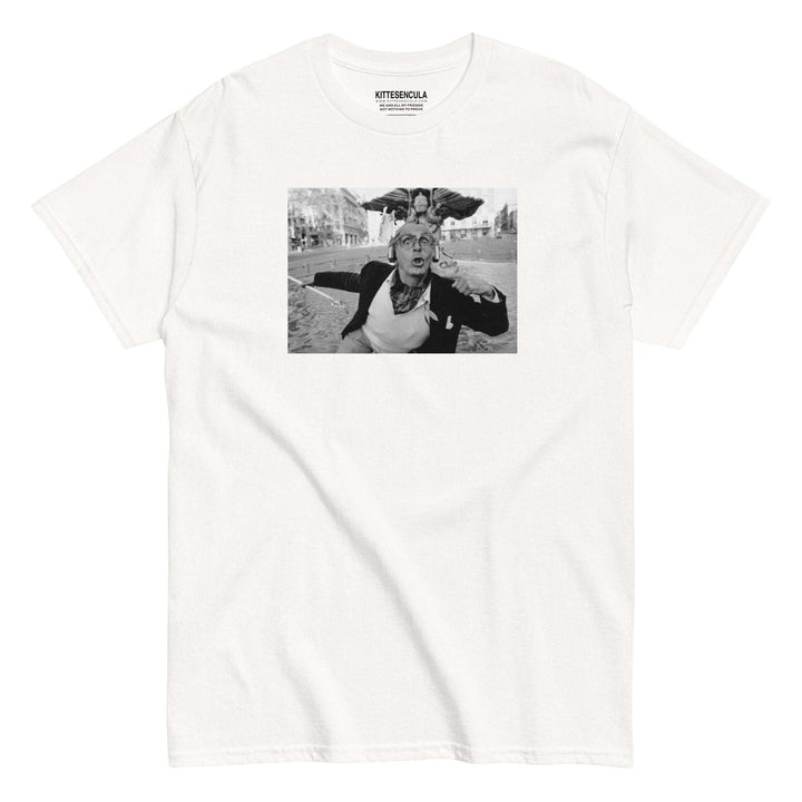 White ReMigio T-Shirt with classic fit and printed black and white graphic on front