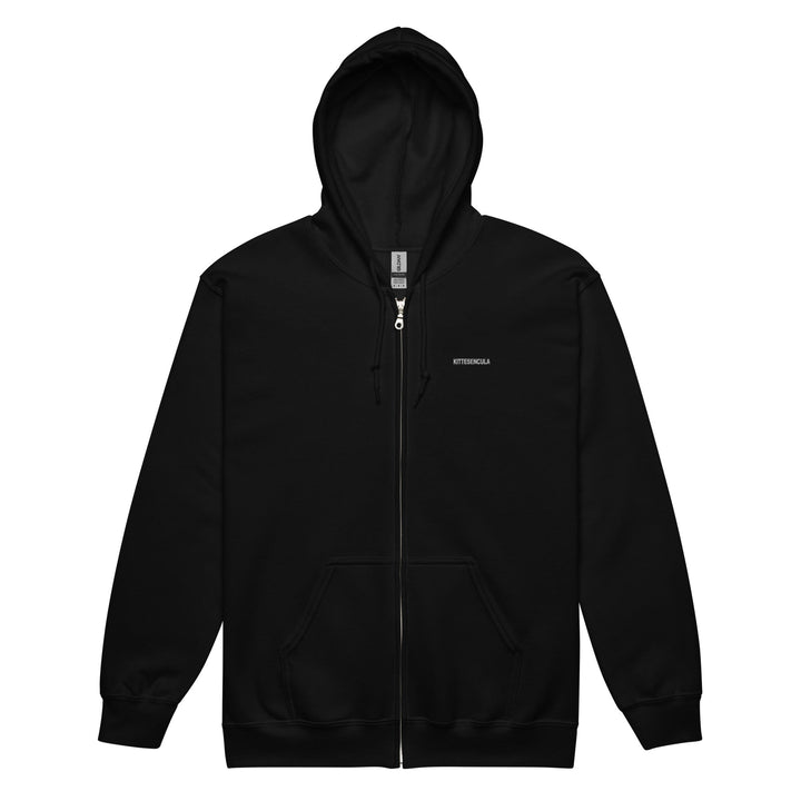 black Kittesencula heavy blend zip hoodie with front pockets and metal zipper