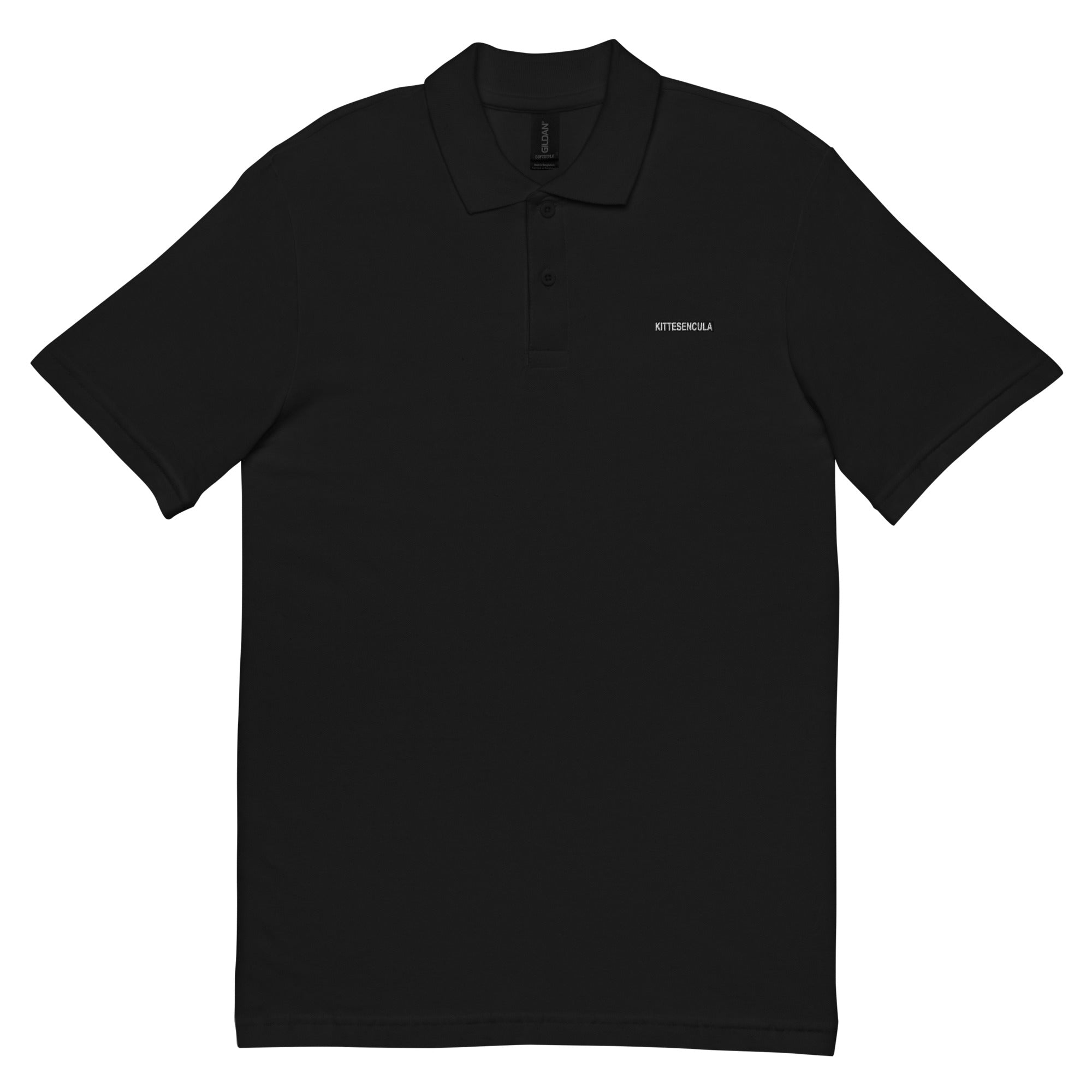 Black Kittesencula Polo pique shirt with classic collar and durable cotton fabric