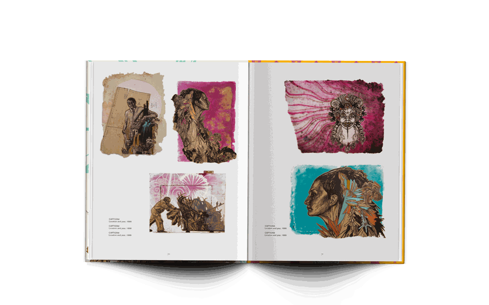 The Red Skein book by Swoon displaying detailed street art illustrations on open pages