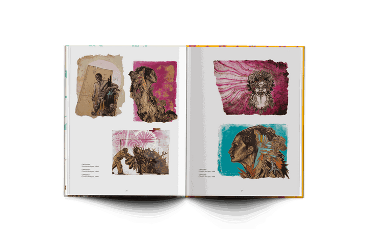 The Red Skein book by Swoon displaying detailed street art illustrations on open pages