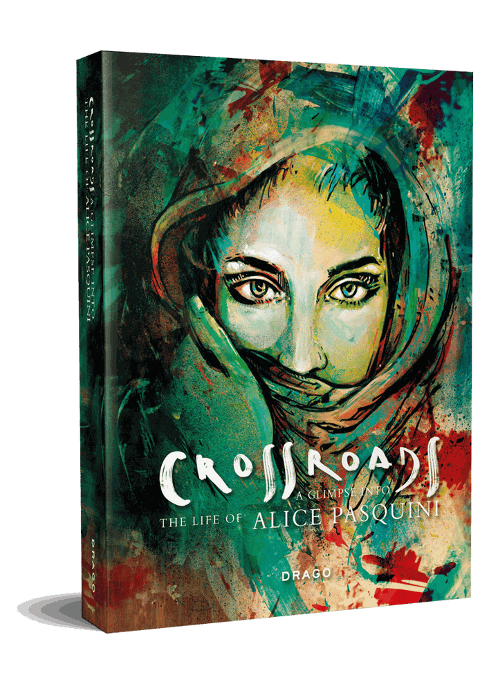 Alice Pasquini Crossroads hardcover book cover featuring colorful abstract portrait artwork