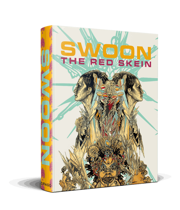 Swoon The Red Skein hardcover art book featuring street and studio works by Caledonia Curry with vibrant cover illustration