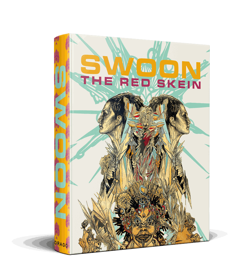 Swoon The Red Skein hardcover art book featuring street and studio works by Caledonia Curry with vibrant cover illustration