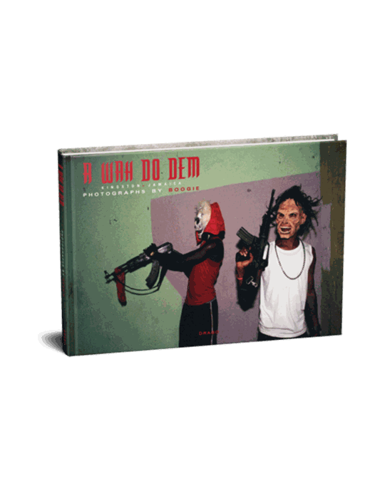 Boogie "A Wah Do Dem" hardcover street photography book showing two masked figures with guns on the cover