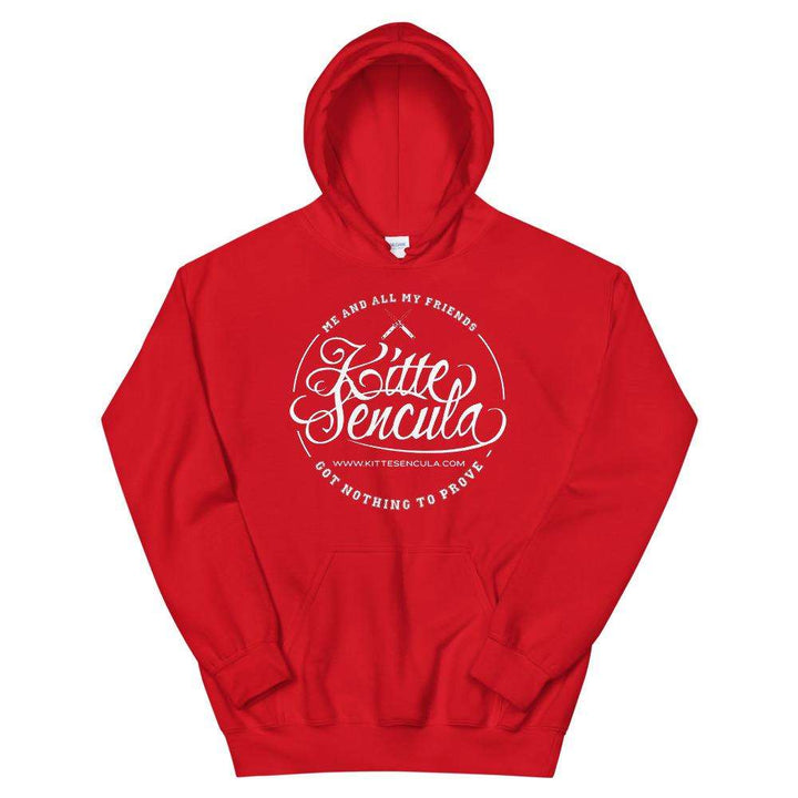 Red Kittesencula "FAT" Hoodie with double-lined hood and front pouch pocket, soft and cozy for cooler evenings