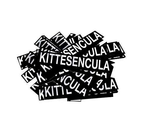 Kittesencula black stickers pack with 50 rectangular logo labels