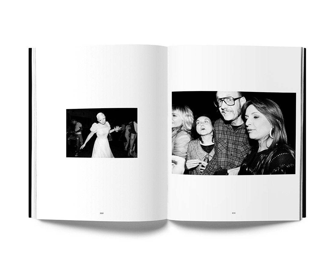 Open book spread of Keffer The Night Day featuring black and white nightlife photography of people in Paris