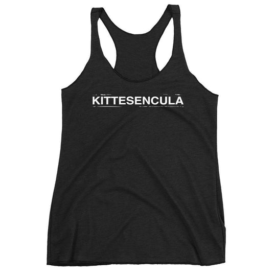 Black Kittesencula "Chronic" racerback tank with white logo and flowy fit