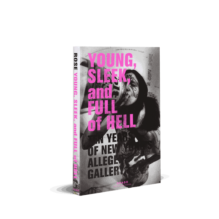 Aaron Rose Young Sleek book cover featuring bold pink text and black-and-white photo