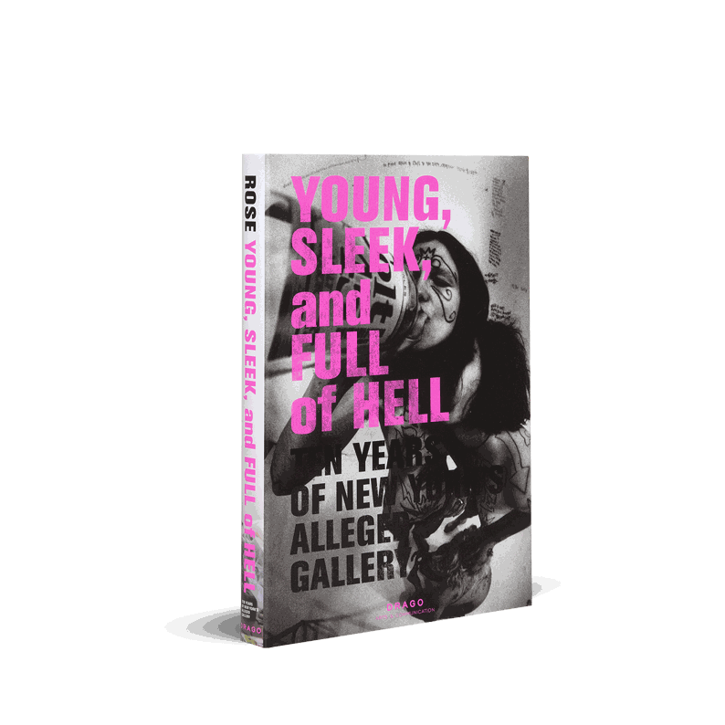 Aaron Rose Young Sleek book cover featuring bold pink text and black-and-white photo