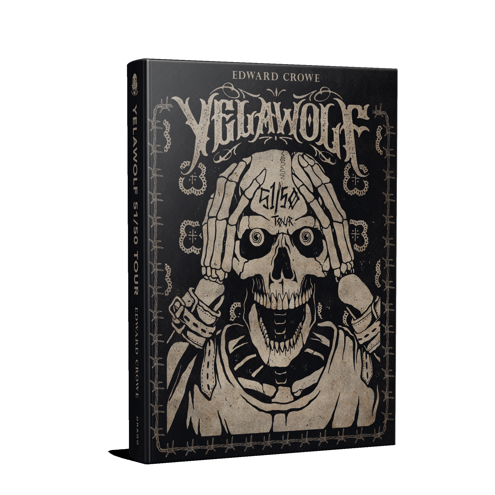 Edward Crowe Yelawolf 51/50 hardcover book with skeleton cover art detailing the Yelawolf 51/50 tour