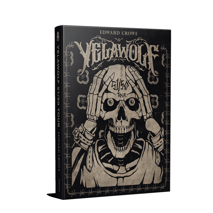 Edward Crowe Yelawolf 51/50 hardcover book with skeleton cover art detailing the Yelawolf 51/50 tour