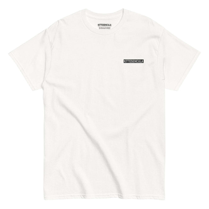 Kittesencula T-Shirt classic fit white cotton tee with embroidered black logo