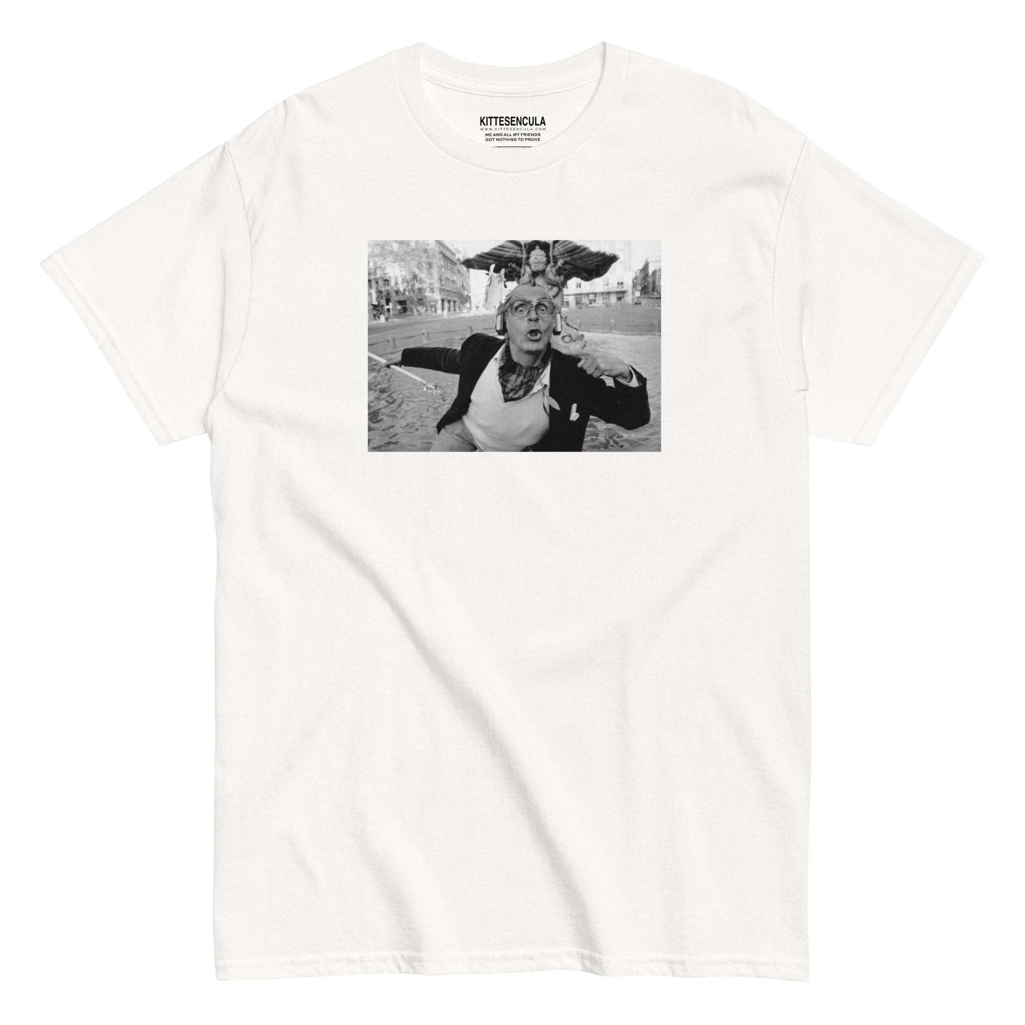 White ReMigio T-Shirt with classic fit and printed black and white graphic on front