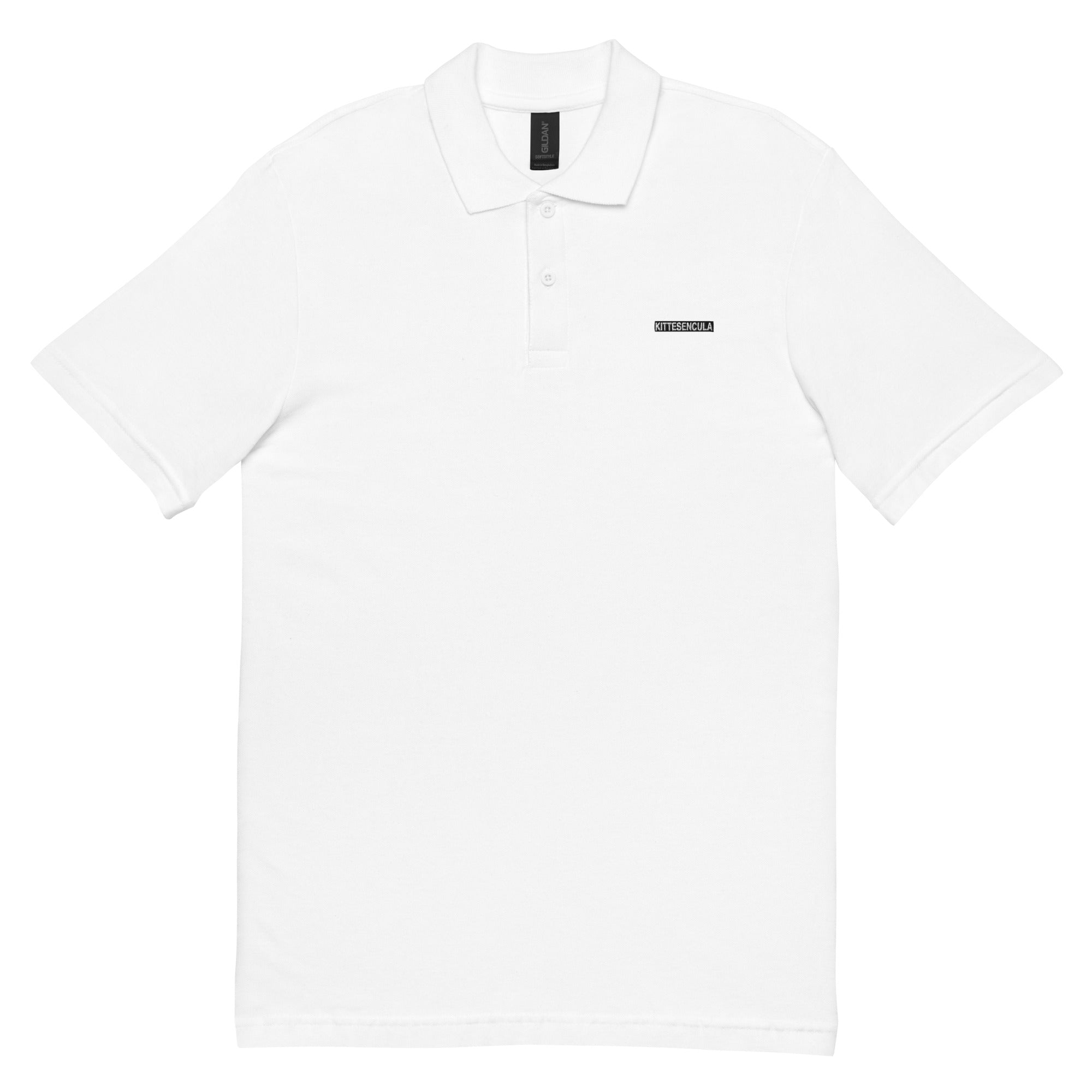 White Kittesencula Polo polo shirt made of durable cotton pique fabric with a classic collar and relaxed fit