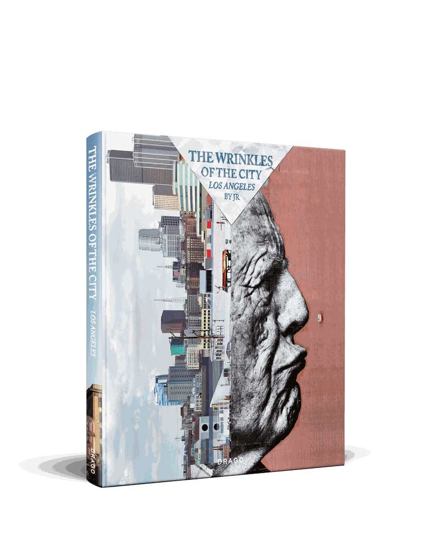 JR Wrinkles Of The City Los Angeles hardcover book featuring elderly portraits and cityscape photography by JR