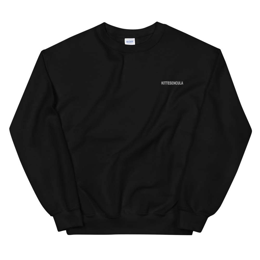 Black Kittesencula sweatshirt with embroidered logo, classic fit, cotton-polyester blend, soft and durable fabric