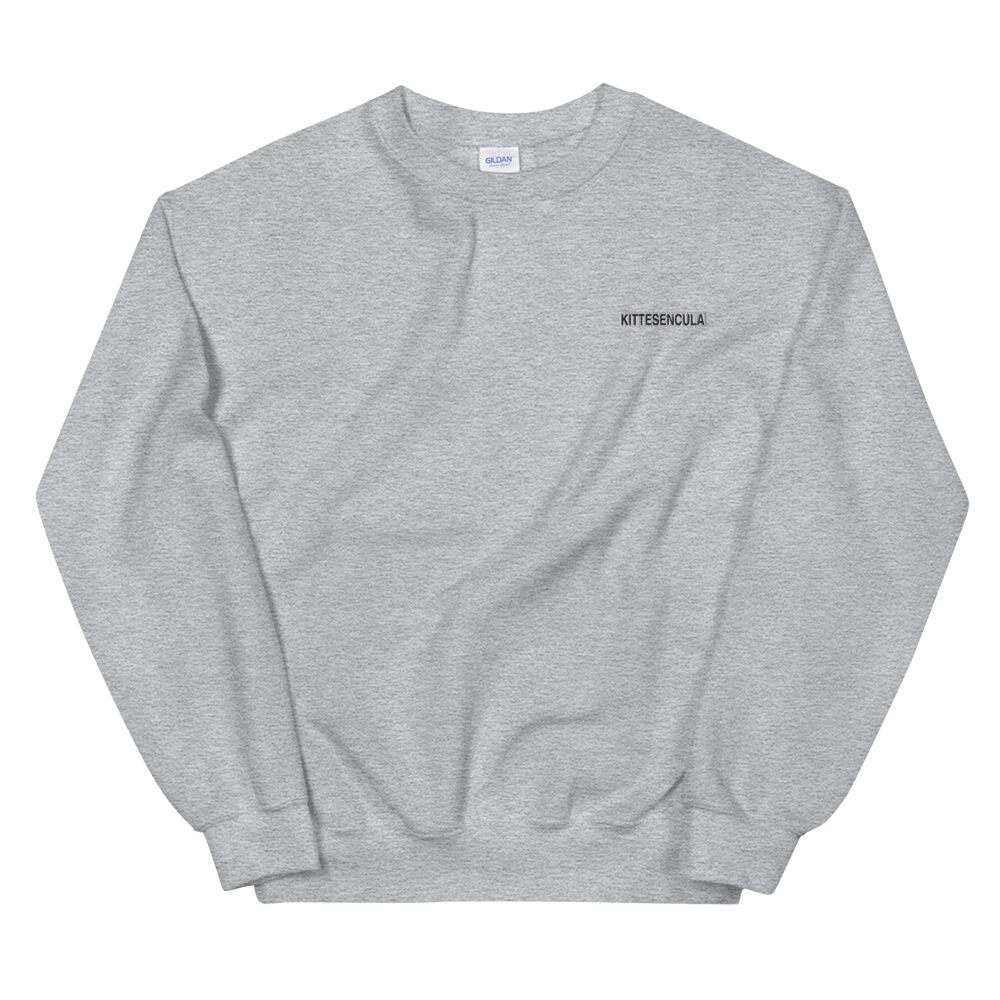 Gray Kittesencula Sweatshirt with embroidered white logo, classic fit, cotton-polyester blend