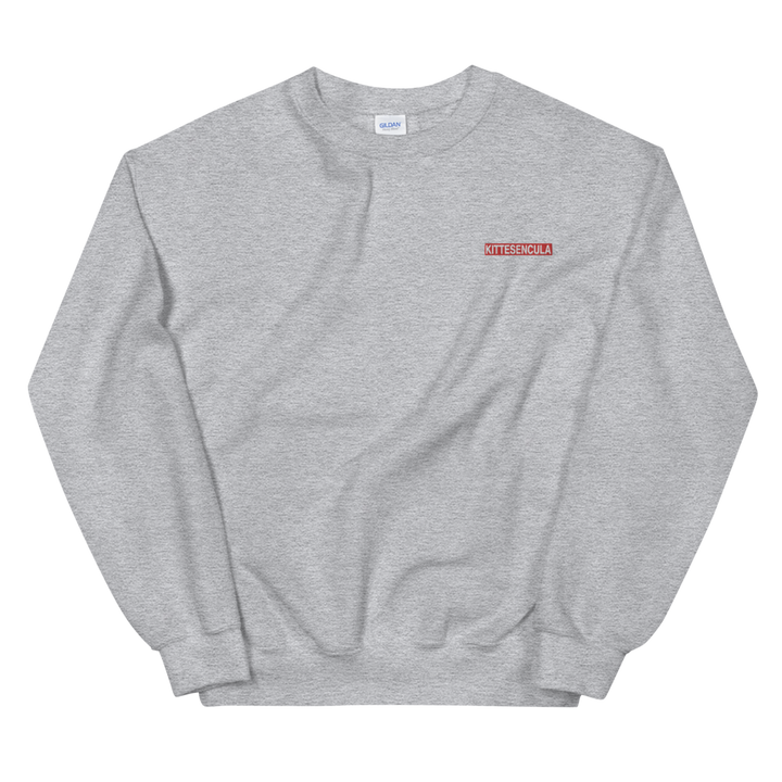 Grey Kittesencula Sweatshirt with embroidered red logo, classic fit, cotton-polyester blend